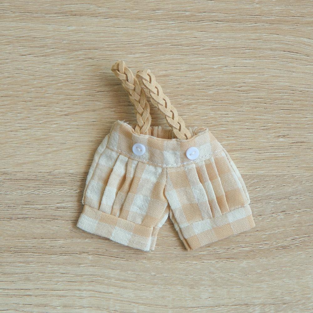 Одежда для мультяшной куклы ручной работы Клетчатый комбинезон Плюшевая одежда для куклы Памперсы Детский подарок