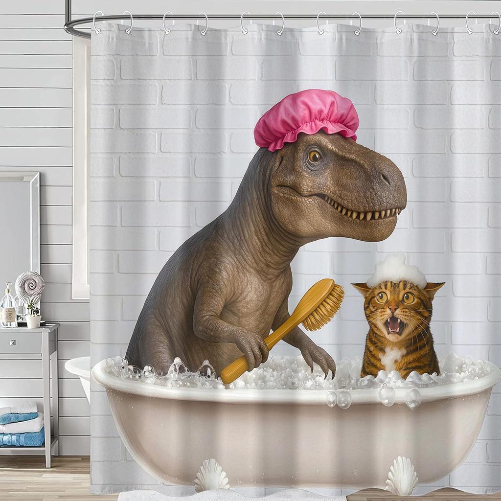 Забавная японская кошка Занавеска для душа Милая Забавная Крутая Кошка Монстр Акула Занавески для душа для ванной Винтажные Океанские волны Аниме Детские