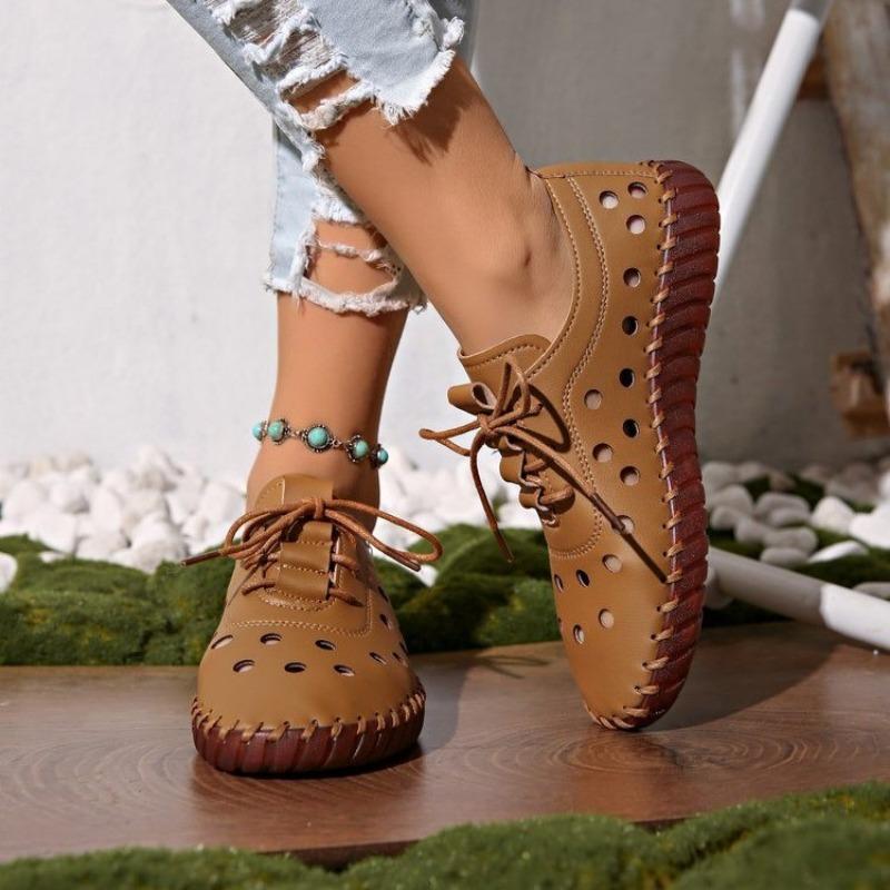 Женские Сандалии Новая Мягкая Подошва Обувь Полая Дышащая Лоферы Удобные Плоские Мамины Туфли Нескользящие Износостойкие Рабочие Сандалии
