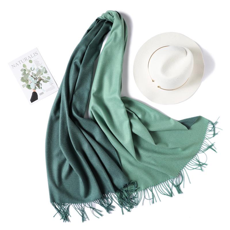 2024 European And American New Solid Color Versatile Autumn/Winter Double Color Imitation Cashmere Scarf Women'S Warm Big Shawl Neck