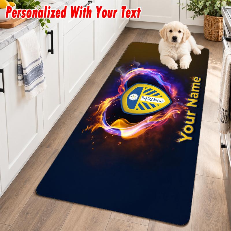Leeds United Custom Name Flannel Rug Kitchen Mat Non Slip Floor Carpet Personalized Home Decor