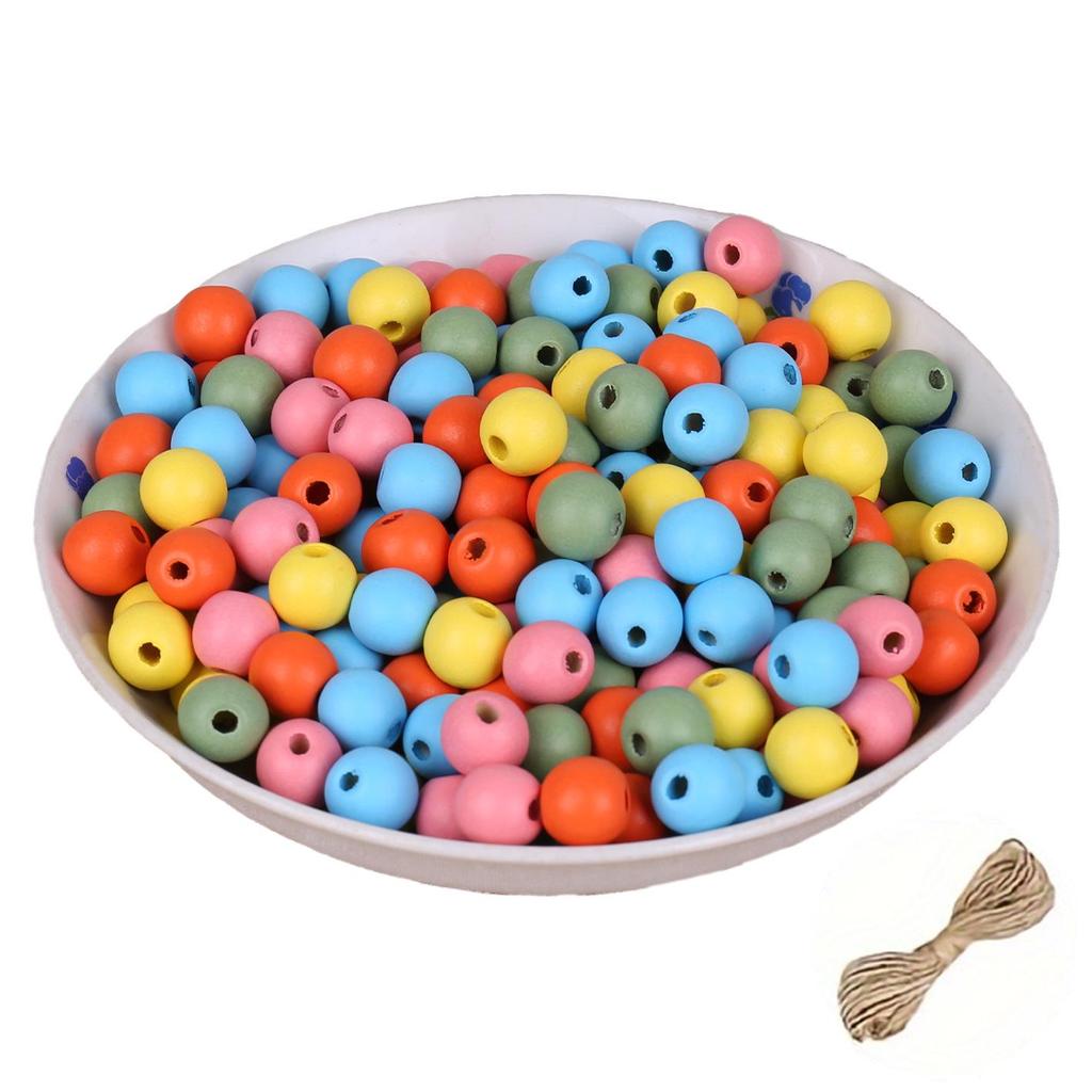 Children's DIY 16MM Solid Color Wooden Beads for Stringing