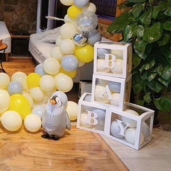 Balloon Box Reusable Clear Paper Box with Letter Stackable DIY Assembly 25 X 25cm Cube Box for Graduation Wedding Birthday Party Decor