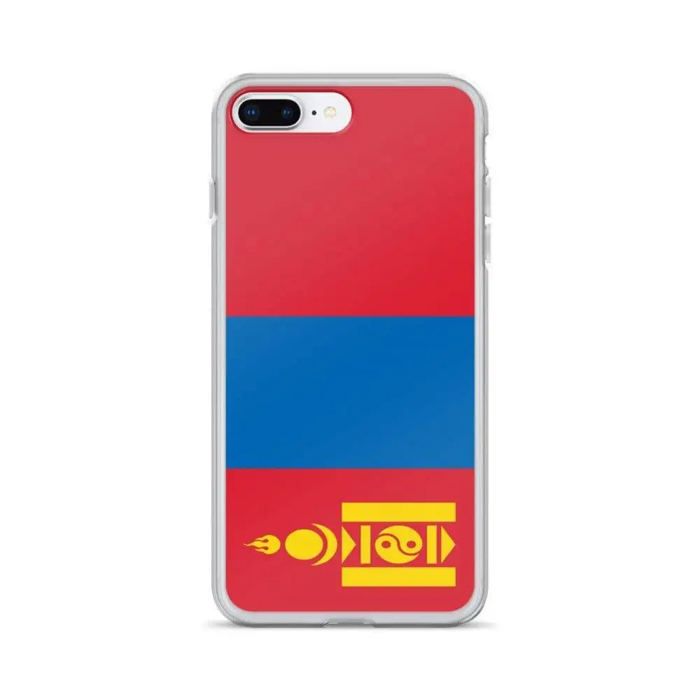 Coque iPhone - Mongolie - Drapeau - Souple - Multicolore - Compatible iPhone 8 Plus