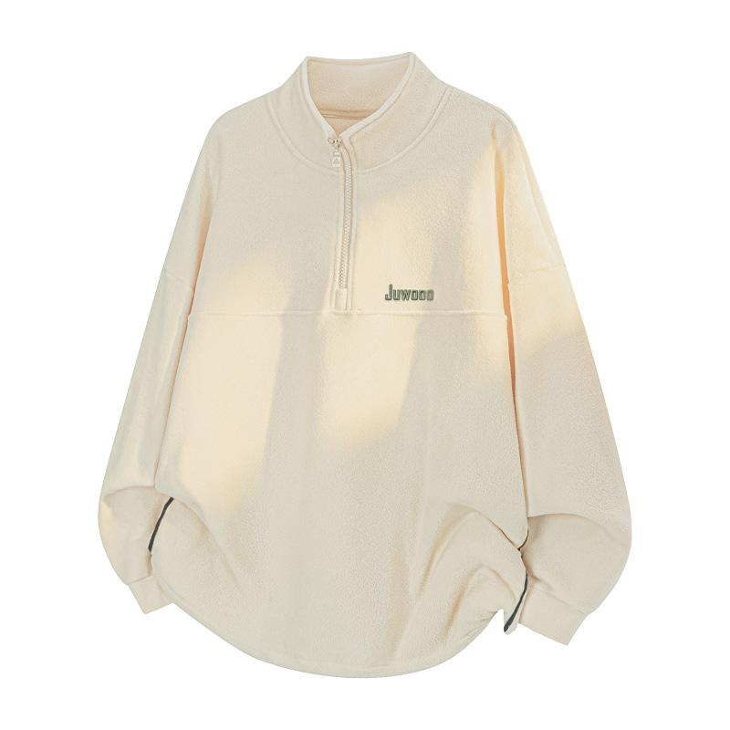 Худи на молнии мужское флисовое осенне-зимнее худи со стойкой воротником, свободное и универсальное