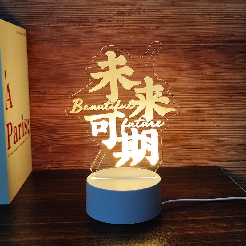 3D-светодиодный ночник: Креативный прикроватный светильник для защиты глаз в спальне, питание от USB, энергосберегающий, идеально подходит для общежитий и девочек.
