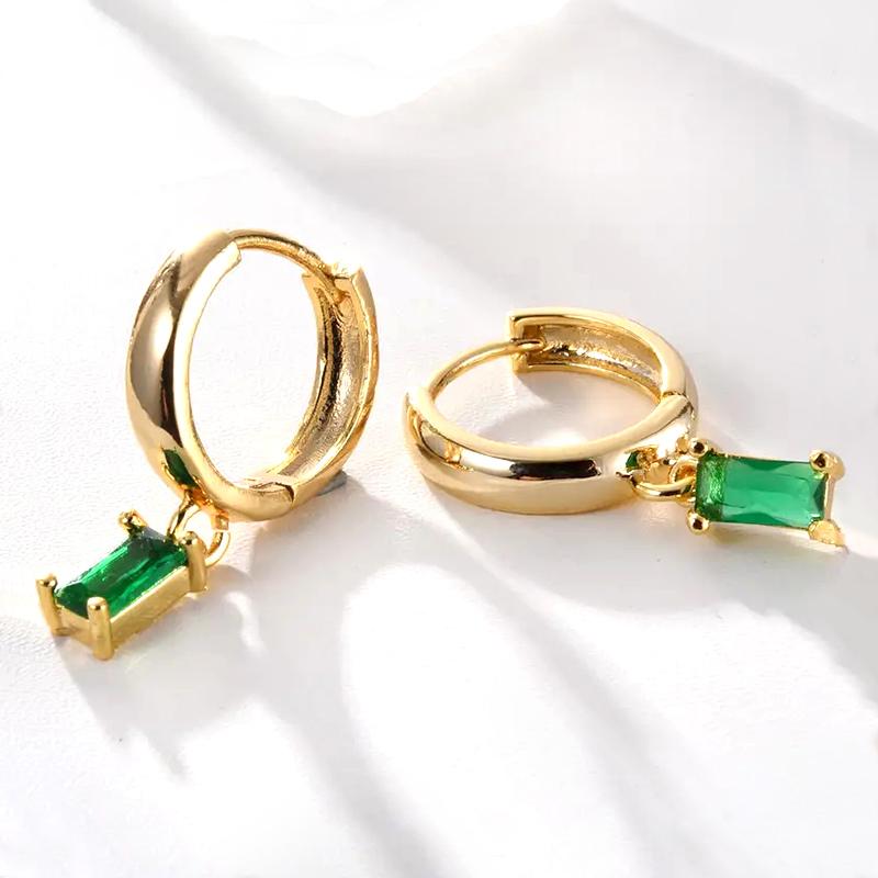Huitan Trendy and Simple Cushion Earrings for Female Ярко-зеленые циркониевые аксессуары для помолвки Ювелирные изделия для леди