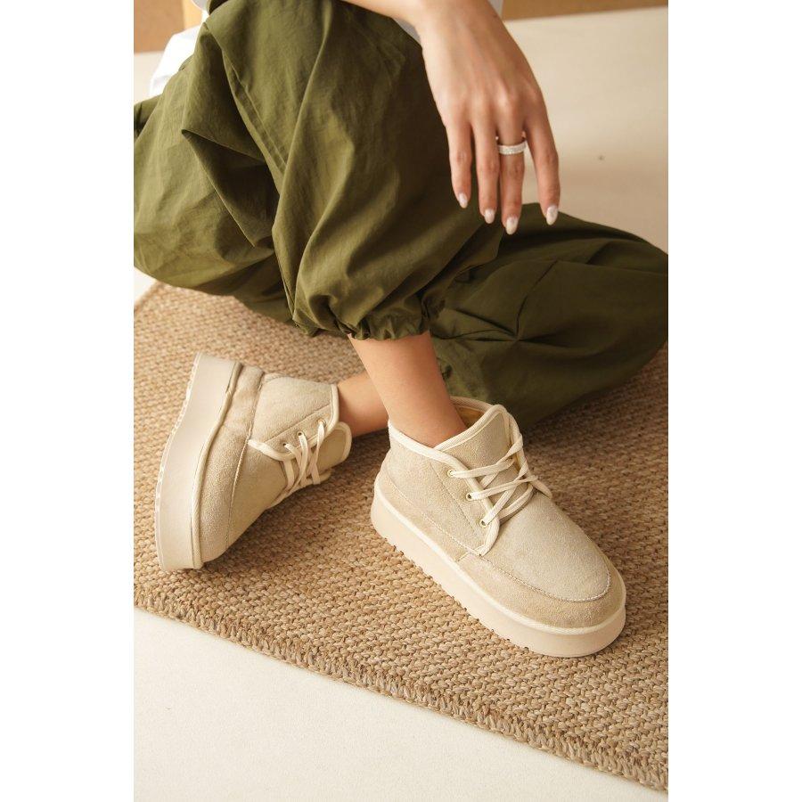 Женские замшевые повседневные ботинки на толстой подошве с меховой подкладкой