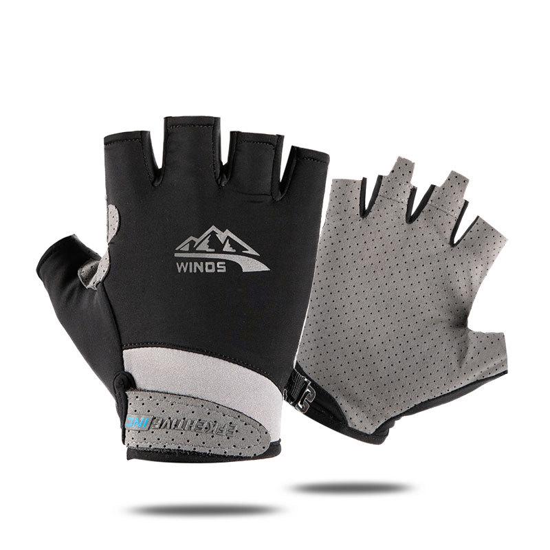 Унисекс перчатки без пальцев из ледяного шелка для защиты от солнца, нескользящие перчатки с двумя пальцами для лета, для вождения, езды на велосипеде и рыбалки