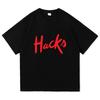 Футболка с логотипом Hacks Графический мерч Короткий рукав Хлопок Летние Однотонные футболки Повседневный Свободный Унисекс Уличная мода Женские футболки