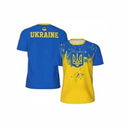 3D printing Ukrainian national flag football jersey men's quick-drying breathable T-shirt summer sports and leisure competitive training