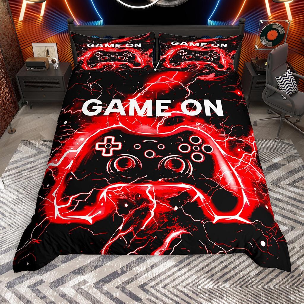 Комплект пододеяльника Homewish Neon Gamepad для мальчиков, Градиентная молния, Комплект постельного белья для видеоигр
