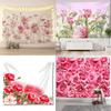 Pink Flowers Romantic Floral Pattern Tapestry Bedroom Living Room Tapestry Home Wall Decoration Tapestry