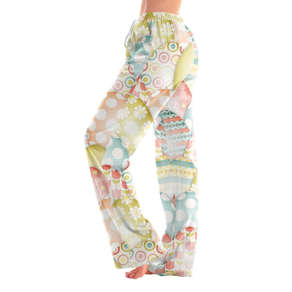 Женские пижамные штаны, одежда для сна, повседневные брюки с эластичной резинкой на талии, удобные прямые свободные брюки для йоги