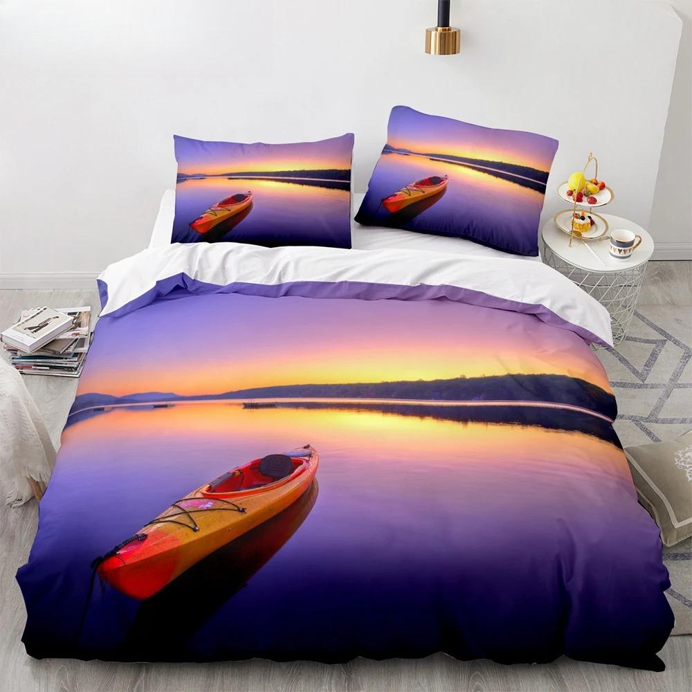 Винтажный пододеяльник с изображением парусника, короля и королевы, комплект постельного белья с изображением океана для подростков и взрослых, с изображением корабля и огня, черный, 2/3 шт., полиэстер, пододеяльник