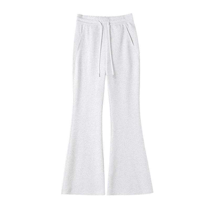 Весна Осень Новые Модные Расклешенные Брюки для Женщин Высокая Талия Slim Fit Однотонные Повседневные Спортивные Штаны