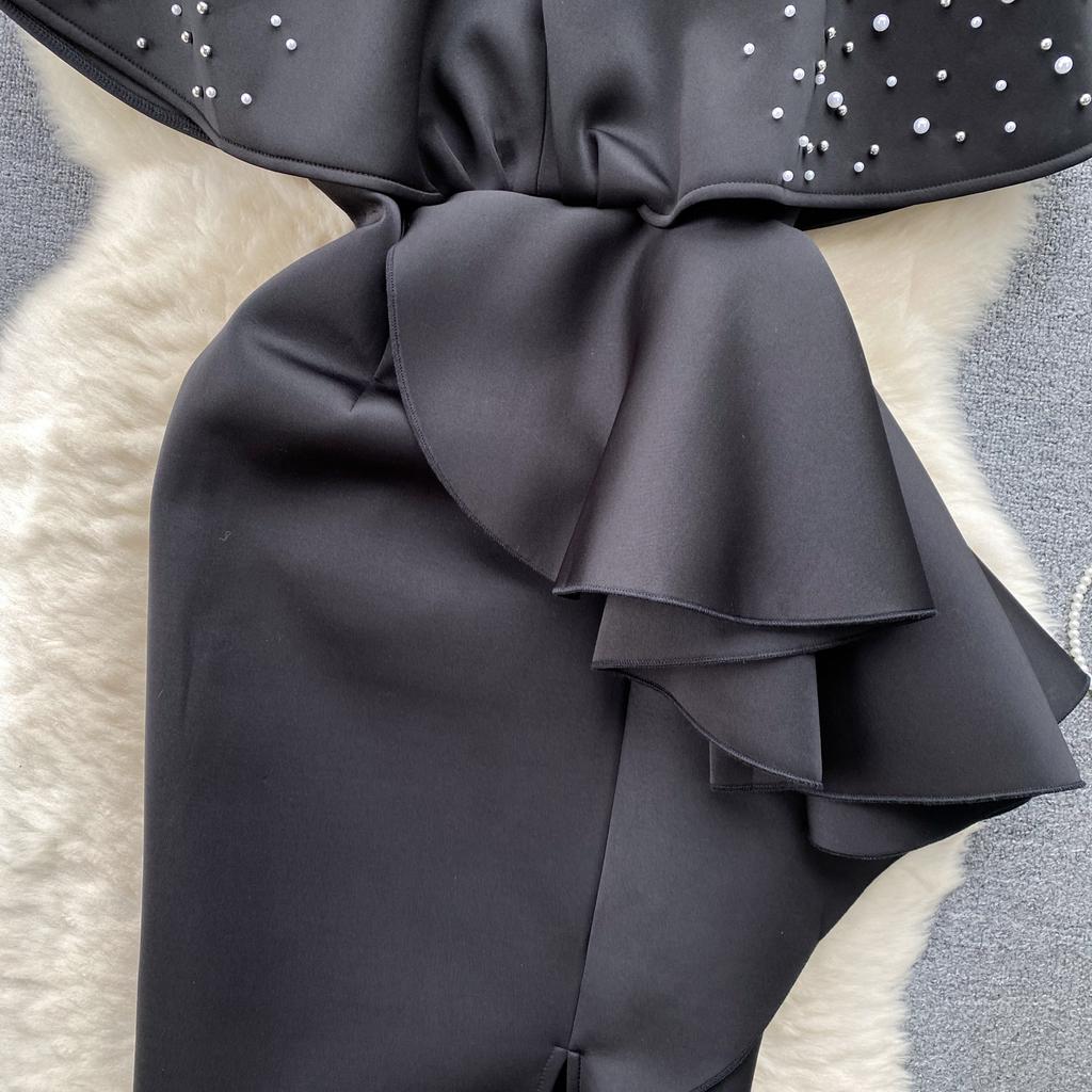 Роскошные элегантные дизайнерские платья с V-образным вырезом, вечернее платье с пайетками, женское облегающее платье Y2k до середины голени, отделка бисером