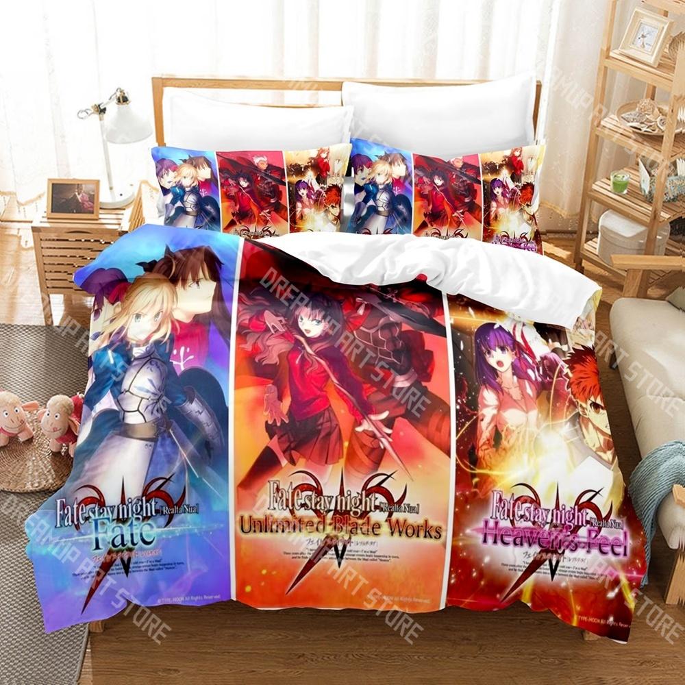 Модный набор постельного белья Fate stay night Аниме Односпальный Двуспальный Полный Queen King Размер Набор постельного белья Детская спальня Пододеяльник Комплекты Простыня Комплект