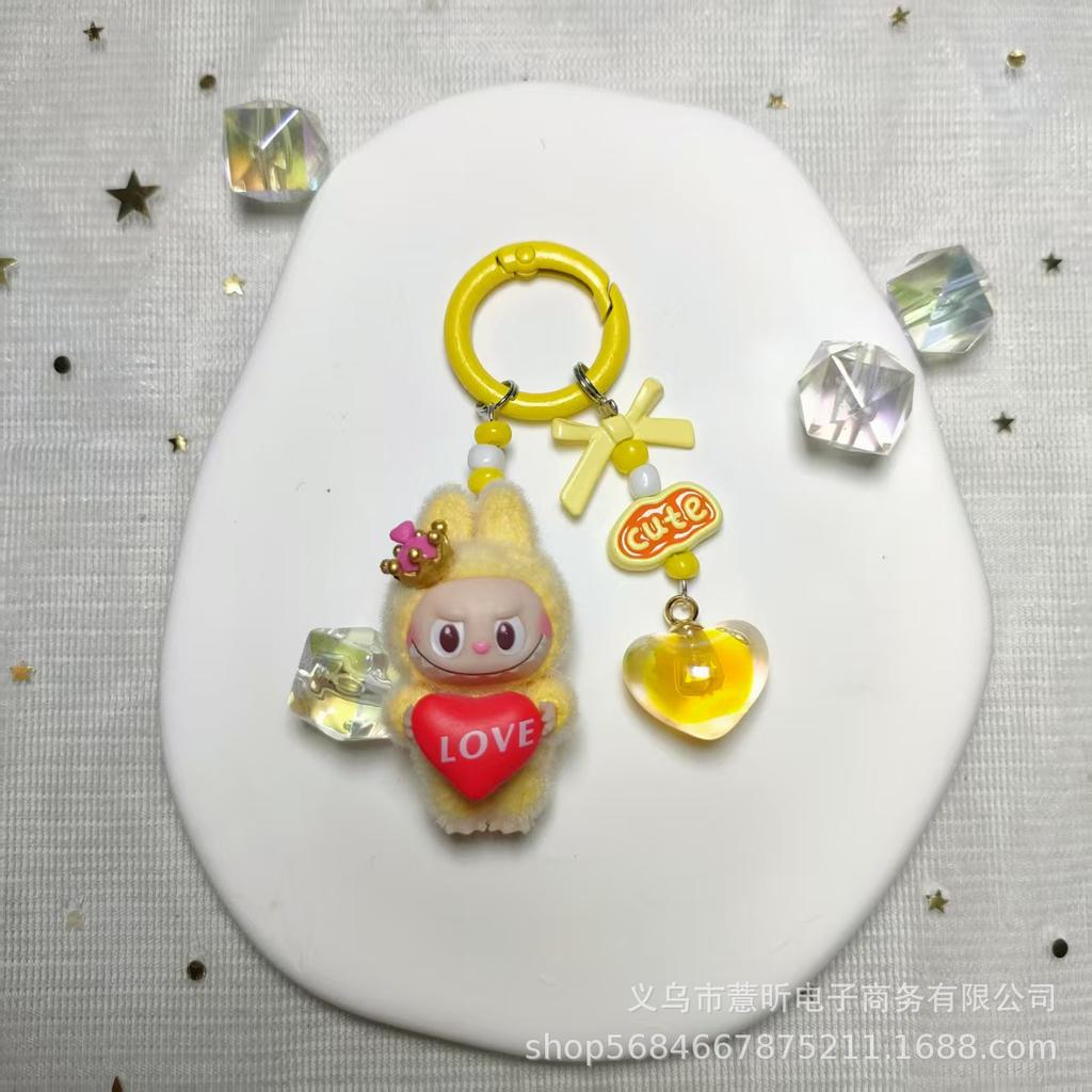 Cartoon Cute Flocking Mini Love Labu Labu Mobile Phone Pendant School Bag Doll Keychain Gift