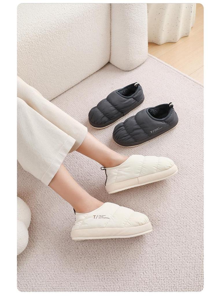 2025 Autumn/Winter Waterproof Non-Slip Cotton Slippers for Women and Men - Dirt-Resistant, Heel-Covered Indoor Shoes