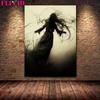 Dancing Witch and Ghost Retro Wall Art Canvas Painting Dark Witch's Beautiful Art Posters and Printed Home