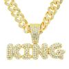 European Hip Hop Exaggerated King Full Diamond Letter Pendant Necklace Men's Domineering Cool Cuban Link Chain Ornament Accessories