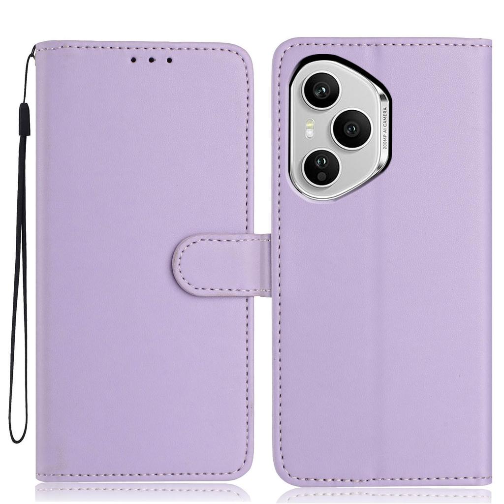 For Honor 400 Pro 5G (Global) Wallet Case with Strap/Multiple Card Slots Solid Color Leather Stand Phone Cover
