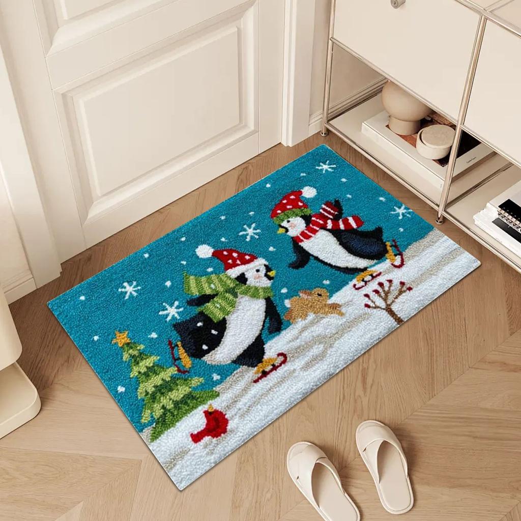 Рождественский коврик для двери из искусственного кашемира, нескользящий коврик для ванной в канун Рождества