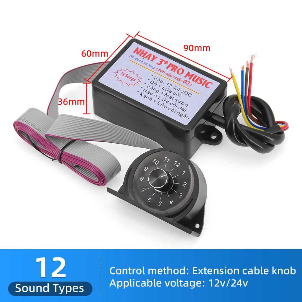 Universal Car Electronic Horn Controller 8 Sounds - 16 Sounds Musical 12V Controller Regulator for Car Boat Truck Marine Horn