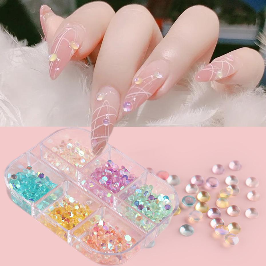 Акриловые Русалочки круглые плоские бусины для украшения ногтей 3D красочные украшения для ногтей Подвески DIY украшения для ногтей аксессуары