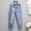 Spring and Autumn Women's Fashion Jeans Women's Loose Slim Elastic High Waist Casual Pants