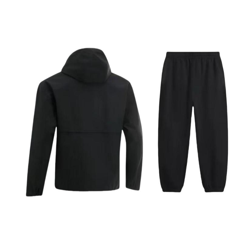 Li-Ning Куртка с капюшоном и застежкой-молнией, свободный крой, удобные брюки с манжетами и эластичным поясом, повседневный спортивный костюм, костюм унисекс AFDU951-6+YKLU208-1