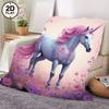 1pc Soft & Cozy Flannel Blanket - Dreamy Unicorn Floral Fantasy Design with Pink & Purple Flowers, Light Blue Unicorn & Pastel F