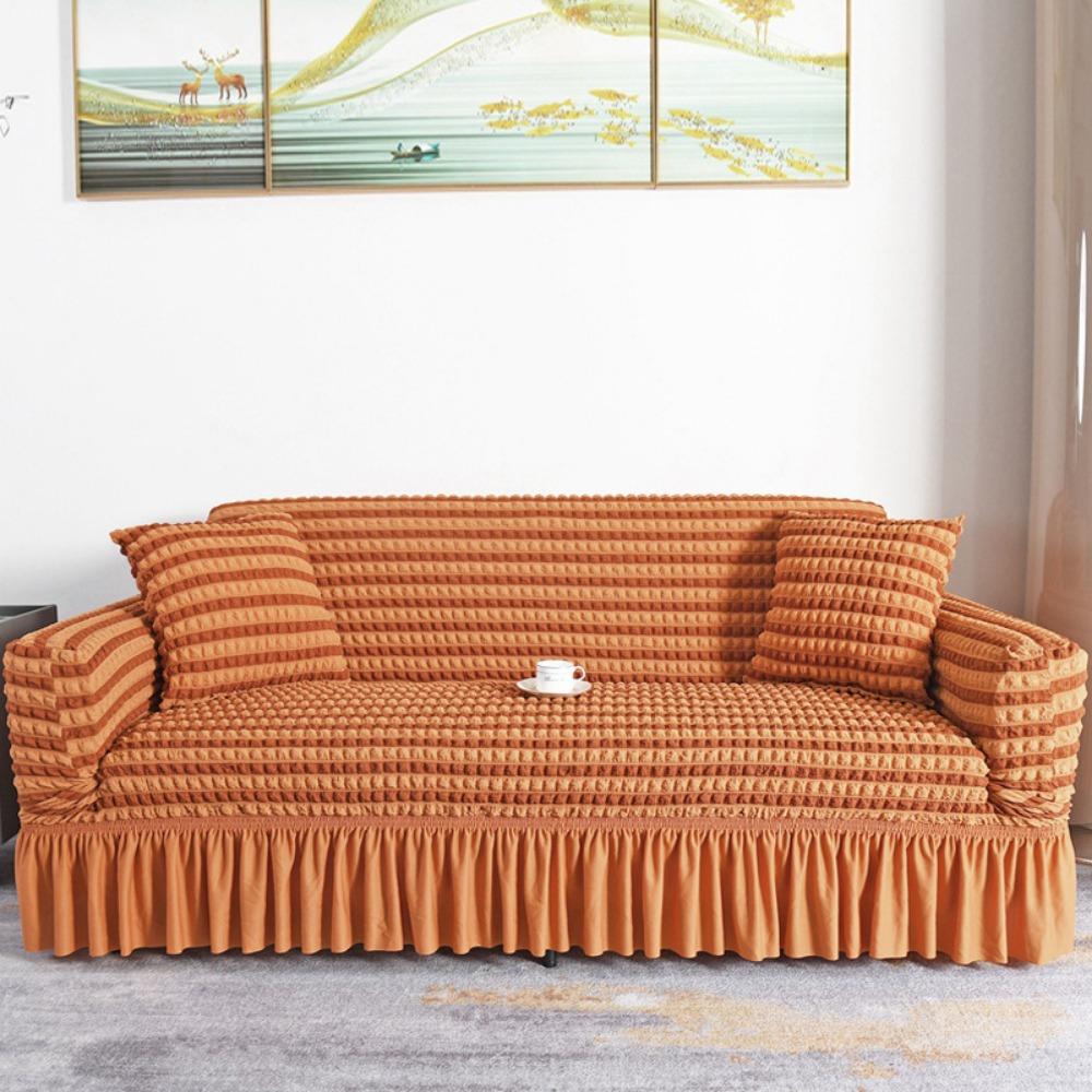 Эластичный чехол на диван Полностью эластичный Универсальный дизайн с юбкой Противоскользящий Защита от кошек Пузырчатая сетка Всесезонный Защитник для дивана