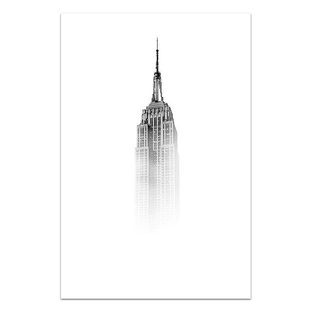 City Landscape Wall Art Prints Illustration New York Statue of Liberty Picture Black and White Poster Wall Art Decor Paintings No Frame