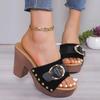 Summer Women Sandals Square High Heels Women Platform Casual Rivet Pumps Peep Toe Female Elegant Ladies Shoes Zapatos De Mujer