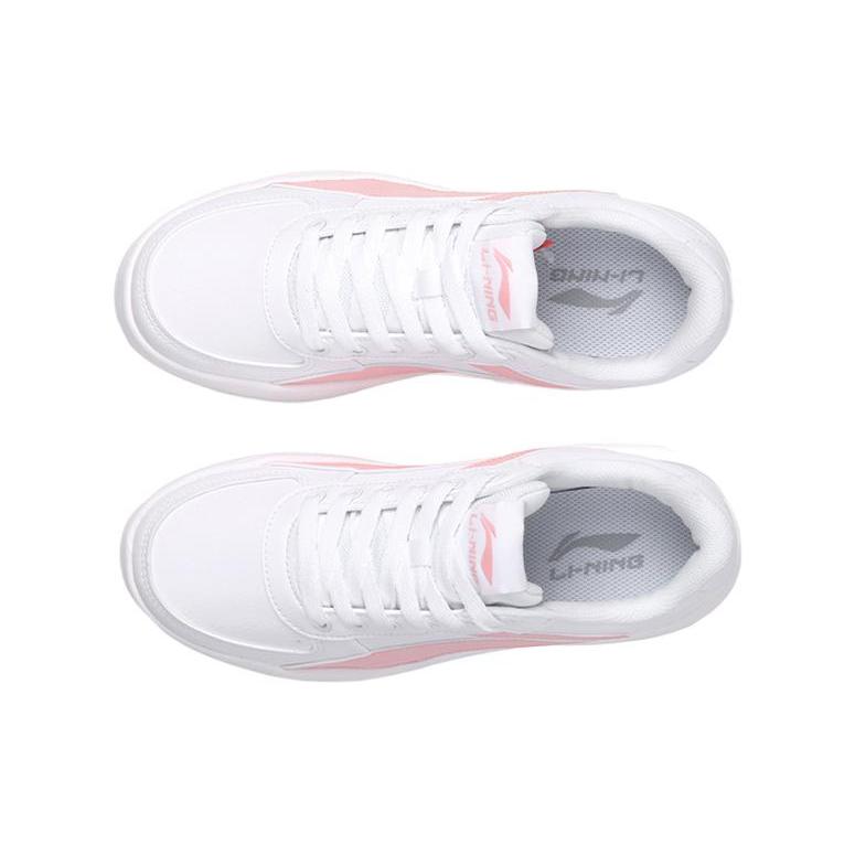 Li Ning Низкие кроссовки из синтетической кожи, нескользящие, износостойкие, для скейтбординга, женские, Бело-розовые, AGCR470-4