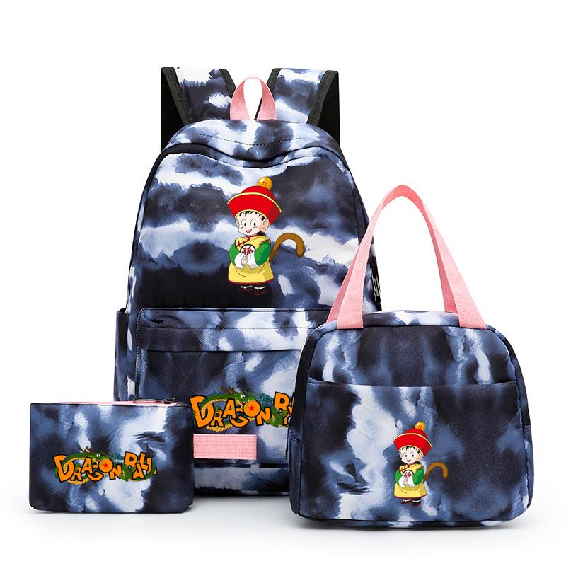 3Pcs/set Dragon Ball Colorful Backpack with Lunch Bag for Women Student Teenagers Rucksack Casual School Bags Sets