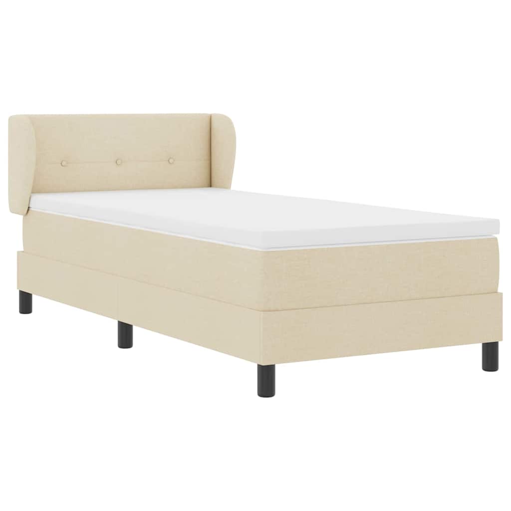 Box Spring Bed with Headboard Cream 80 x 200 cm Fabric