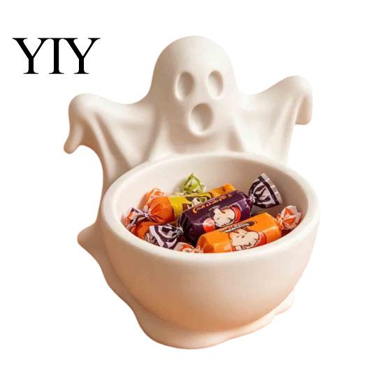 Autumn Party Table Centerpiece 3D Printed Ghost Candy Bowl for Halloween Decorations, Multi-functional Desktop Storage Unique Niche Home Furnishings