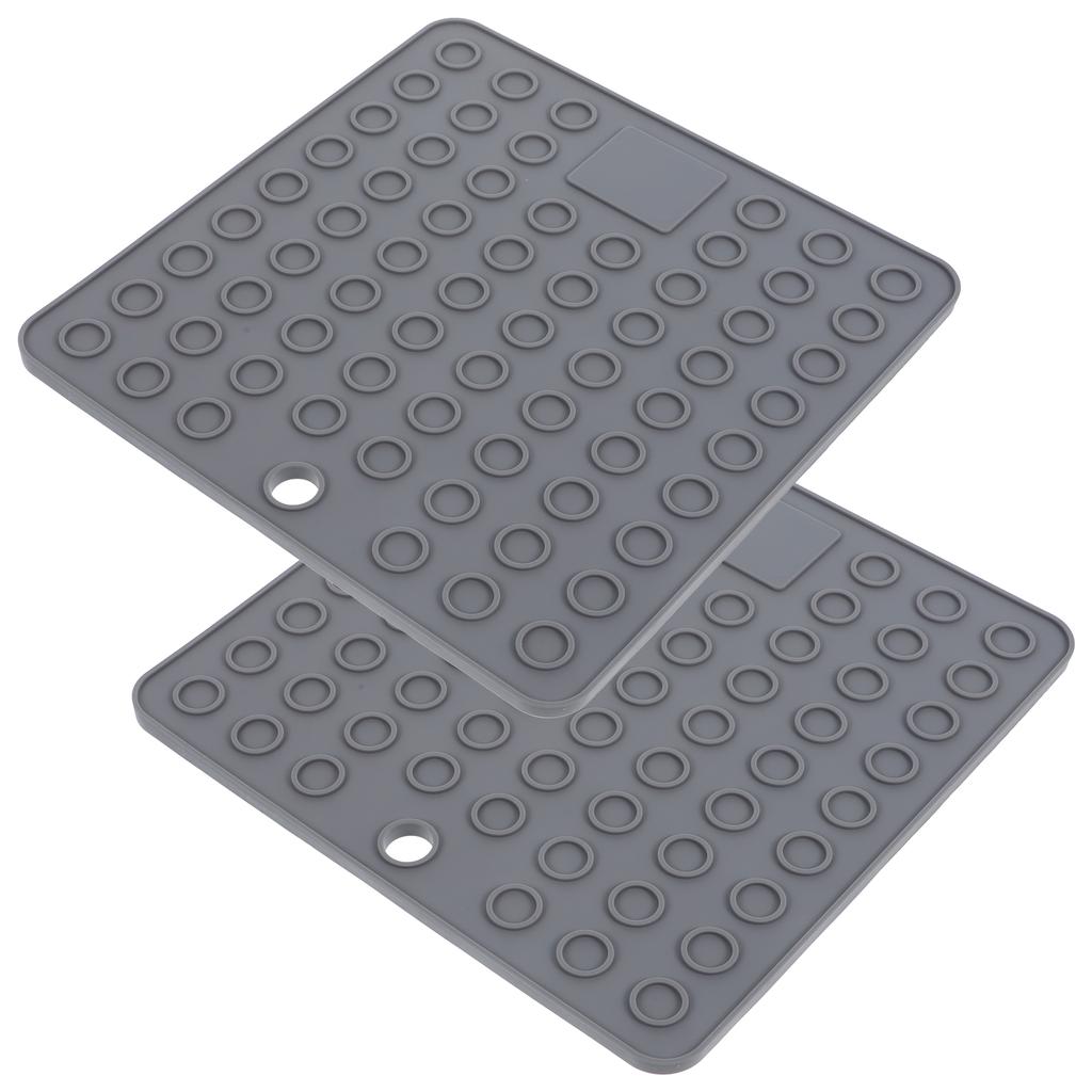 2pcs Silicone Drying Mat Kitchen Counter Cushion Heat Resistant Dish Draining Mat For Cups Bowls Bar Countertop Waterproof Mats