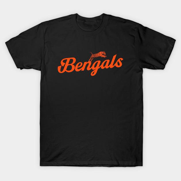 Мужская черная футболка с принтом Bengals Football Ретро Печать на трансферной бумаге без вырезания Хлопковая футболка
