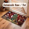 Christmas Theme Soft Crystal Velvet Rug Custom Name & Text Print Non Slip Floor Rug for Bedroom Living Room