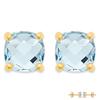[Q8168] - Gold Plated 'Sissi' Aquamarine Earrings - 6x6 Mm