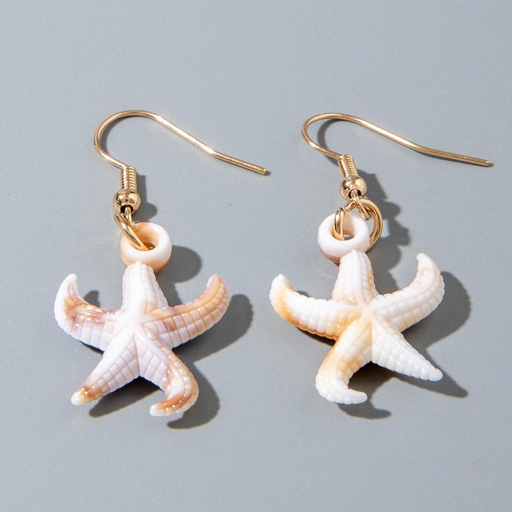 Exquisite Compact Beach Vacation Style Acrylic Starfish Shell Pendant Earrings for Women Jewelry Gifts, Daily Matching Earrings
