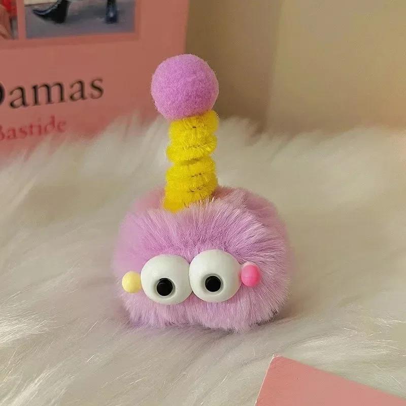 Creative Cute Plush Hair Clip Female Style Colorful Twist Stick Small Monster Furry Ball Hairpin Cartoon Funny Cutesy Headwear