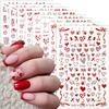 Heart Nail Art Stickers Love Hearts Nail Decals 3D Adhesive Red Love Heart Designs Nail Stickers for Women Girls Gifts