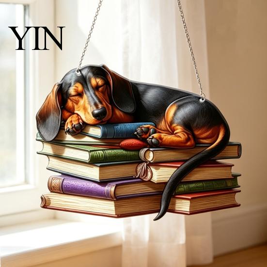 Unique Gift for Friends Dachshund Hanging Ornament, Acrylic Window Sun Catcher, Cute Catcher Decoration Windows Dog Home Room Decor, Front Porch