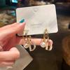 Silver needle light luxury Spice Girl pearl stud earrings temperament retro super flash earrings women's fashion high sense personalized earrings