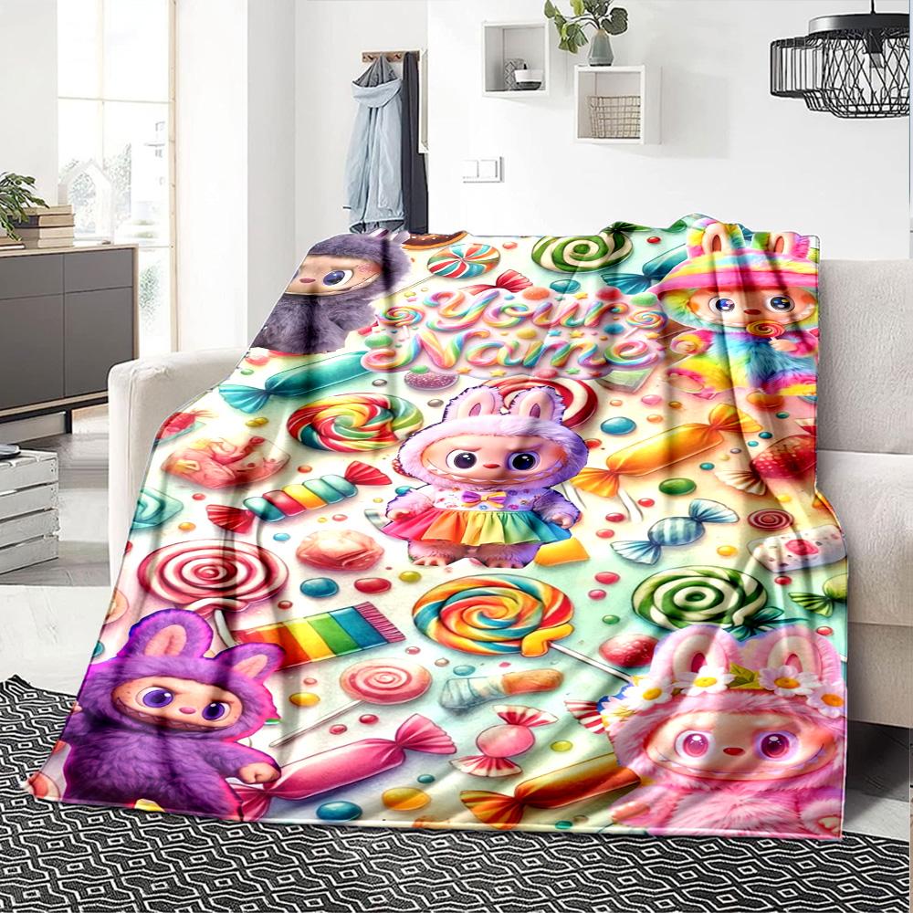 Labubu Personalized Text Blanket Lightweight Customizable Blanket Durable Comfort Versatile for Sofa Picnics Bedding Office Chair for All Occasions